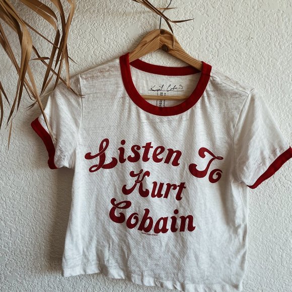 Kurt Cobain Crop Burnout Tee Small - Picture 1 of 3